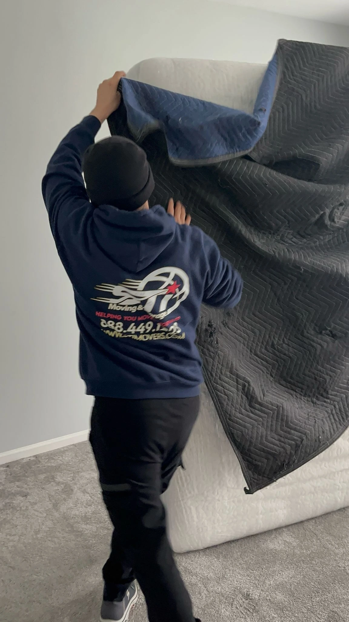 Professional moving truck parked outside Grayslake home 60030